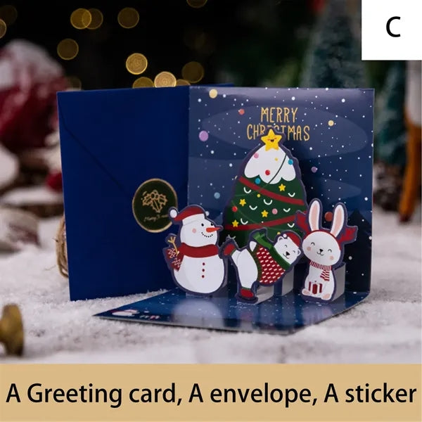 Pop-Up Christmas Greeting Cards Holidays Envelopes Set