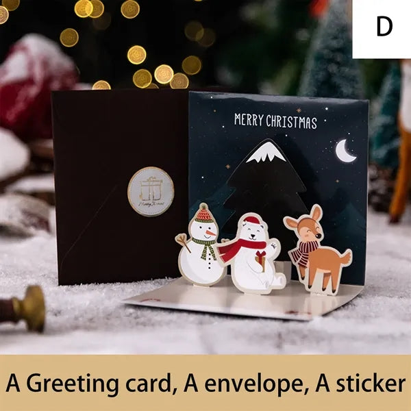 Pop-Up Christmas Greeting Cards Holidays Envelopes Set