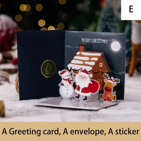 Pop-Up Christmas Greeting Cards Holidays Envelopes Set