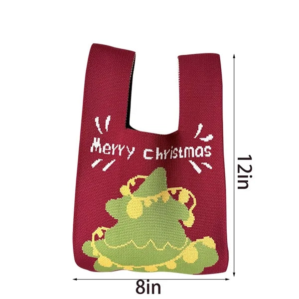 Knit Tote Christmas Candy Bags Xmas Party Favor Pouch