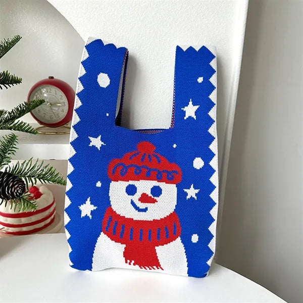 Knit Tote Christmas Candy Bags Xmas Party Favor Pouch
