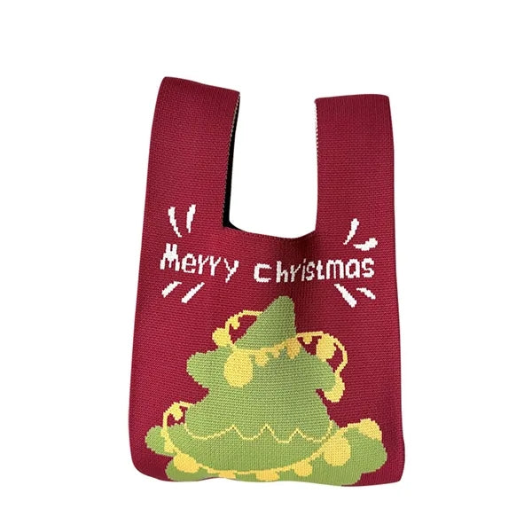 Knit Tote Christmas Candy Bags Xmas Party Favor Pouch
