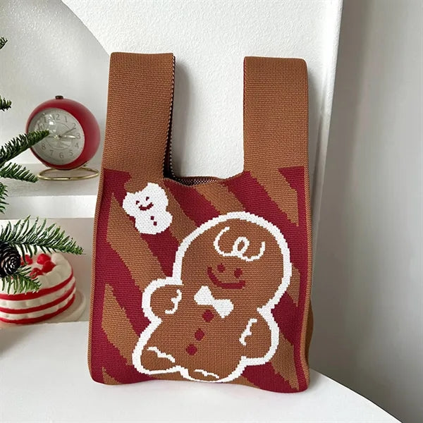 Knit Tote Christmas Candy Bags Xmas Party Favor Pouch
