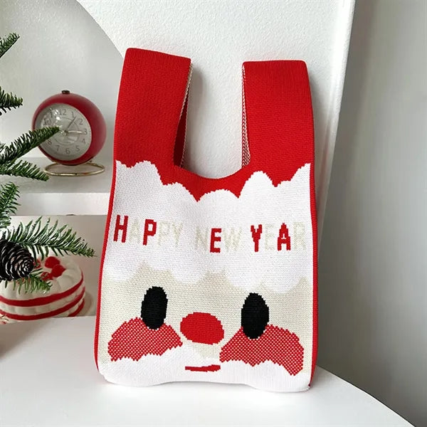 Knit Tote Christmas Candy Bags Xmas Party Favor Pouch