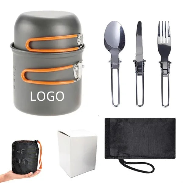2 aluminum nonstick pans and spoon, fork, knife