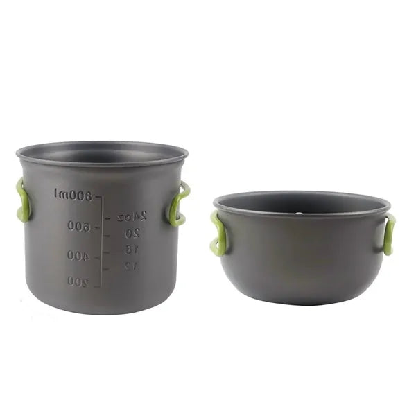 2 aluminum nonstick pans and spoon, fork, knife