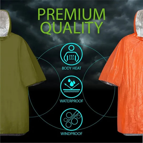 Thermo Mylar Foil Coating Emergency Survival Poncho