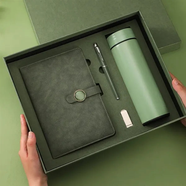 Luxury Business Gift Set with Leather Journal, Vacuum Flask