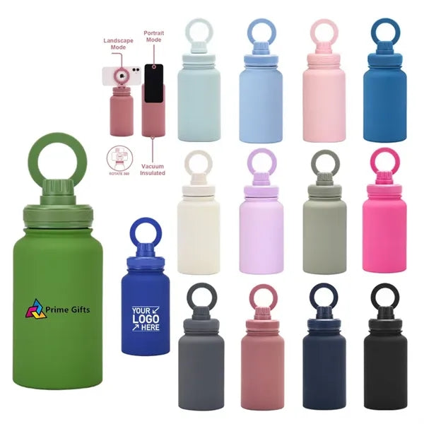 22oz Insulated Water Bottle With Magnetic Phone Holder Lid