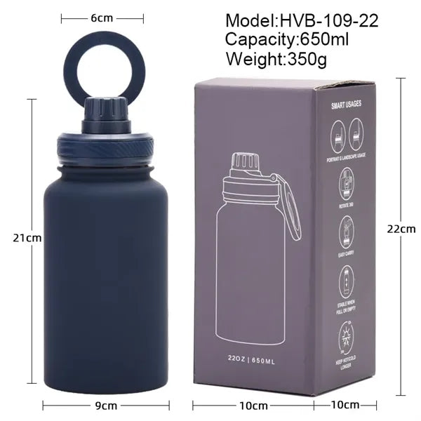 22oz Insulated Water Bottle With Magnetic Phone Holder Lid