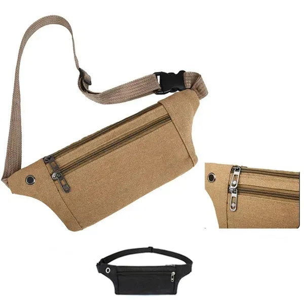Canvas 3-Zipper Fanny Pack