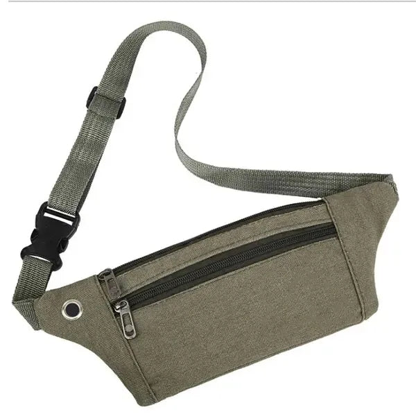 Canvas 3-Zipper Fanny Pack