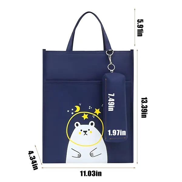 Canvas Tote Bag Zippered and Pen Pouch Set