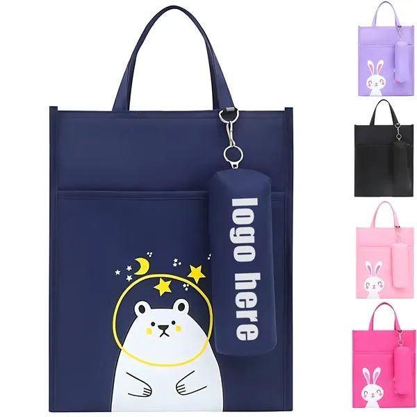 Canvas Tote Bag Zippered and Pen Pouch Set