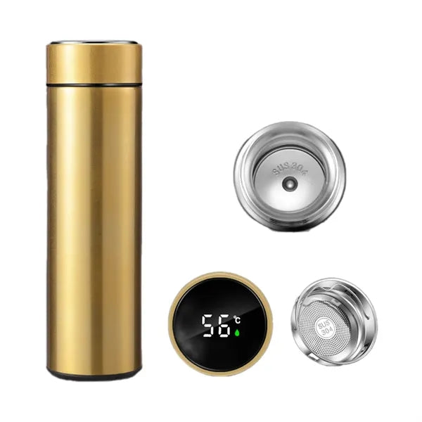 16oz 304 Insulated Water Bottle With Temperature Display