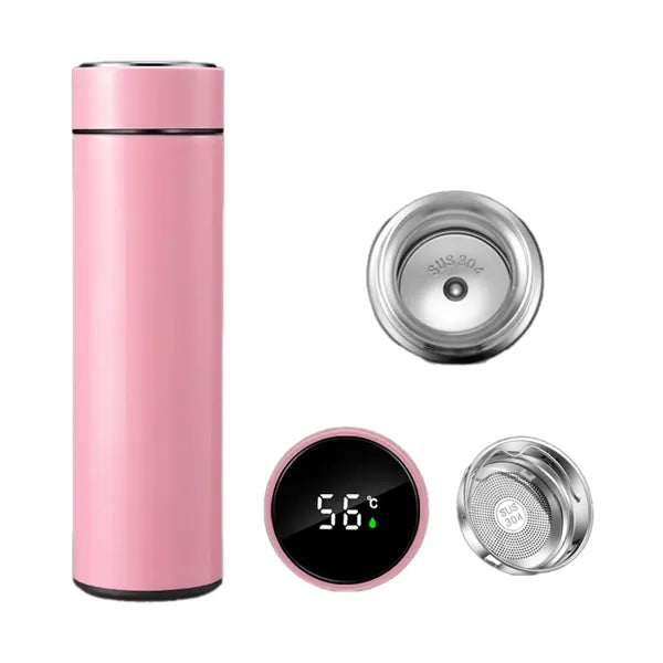 16oz 304 Insulated Water Bottle With Temperature Display