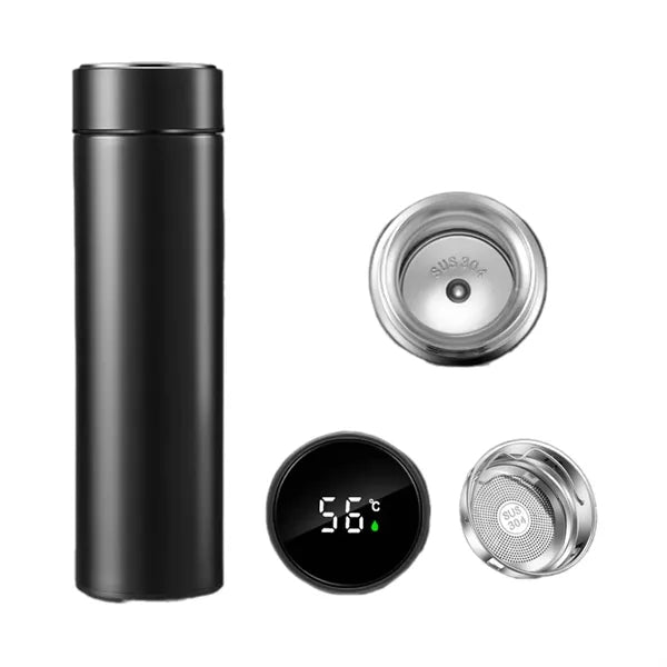 16oz 304 Insulated Water Bottle With Temperature Display