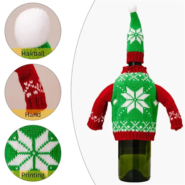 Knitted Sweater Christmas Wine Bottle Cover