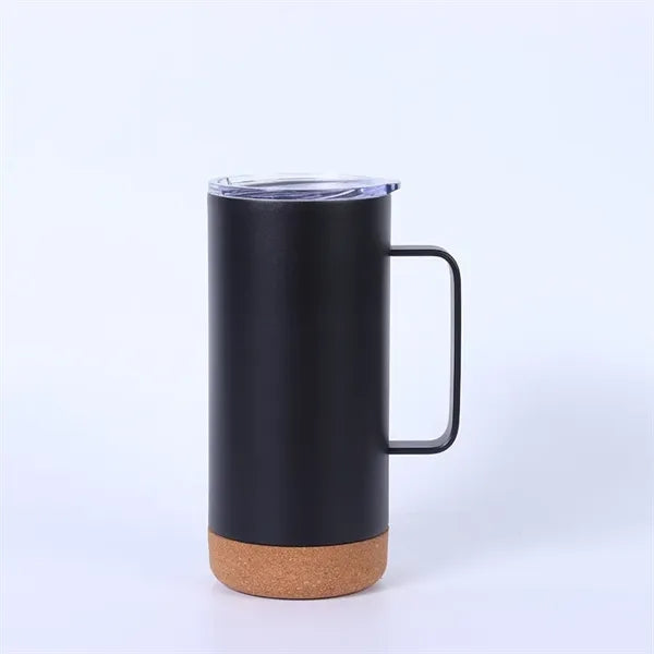 16oz Insulated Vacuum Coffee Mug with Cork Bottom and Handle