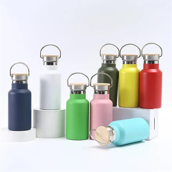350ml Stainless Steel Vacuum Flask with Bamboo Lid