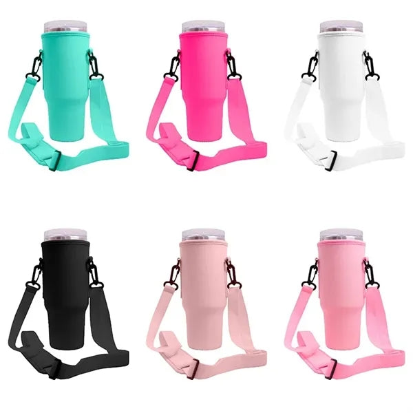 Adjustable Strap 40 oz Water Bottle Carrier Sleeve