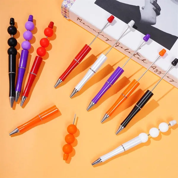 Beadable Pen Plastic Bead Black Ink Ballpoint for Teacher