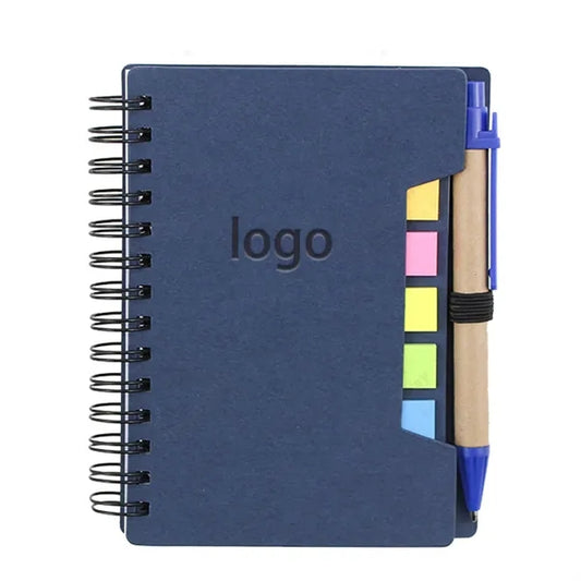 Brown Paper Notebook With Pen And Post-It Notes