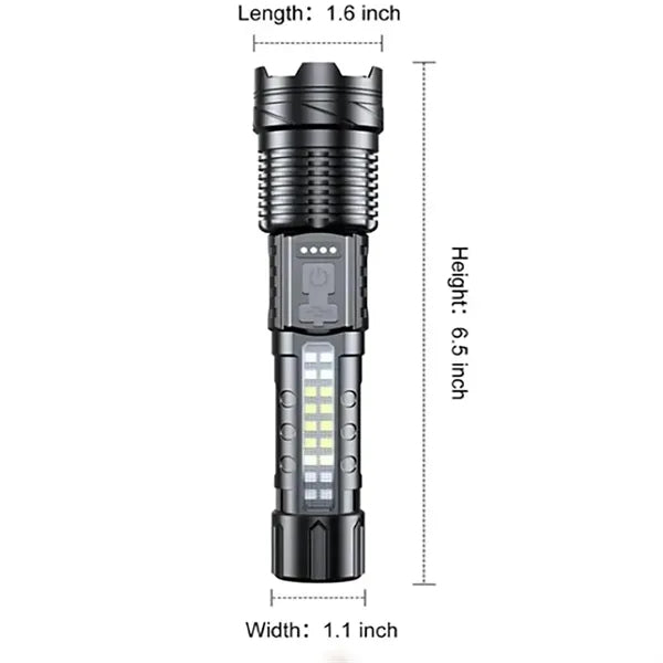 COB Extremely Bright Rechargeable Torch w/ Zoom Flashlights
