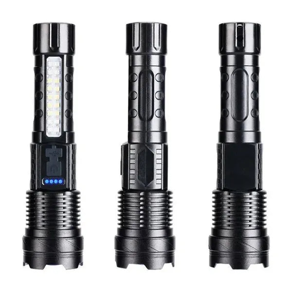 COB Extremely Bright Rechargeable Torch w/ Zoom Flashlights