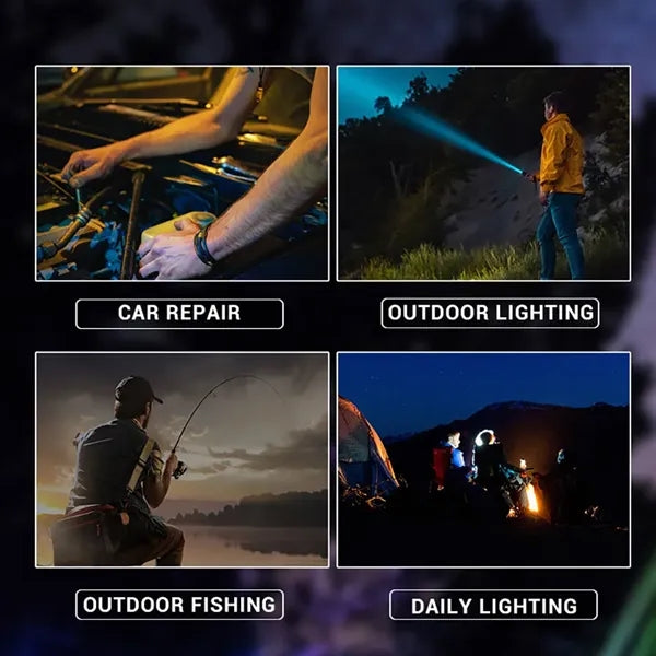 COB Extremely Bright Rechargeable Torch w/ Zoom Flashlights