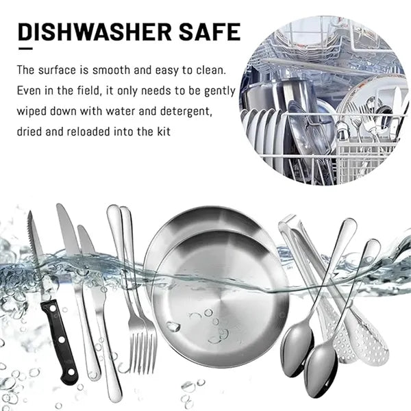 Portable Outdoor 9 pcs Stainless Cutlery Set with Pouch