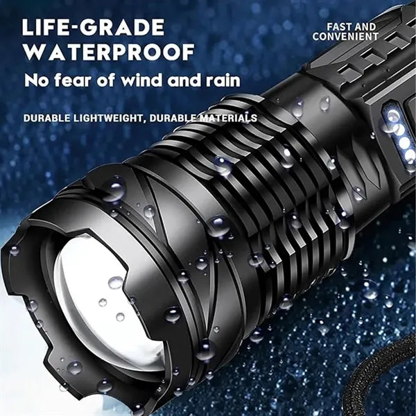 COB Extremely Bright Rechargeable Torch w/ Zoom Flashlights