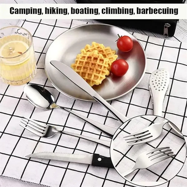 Portable Outdoor 9 pcs Stainless Cutlery Set with Pouch
