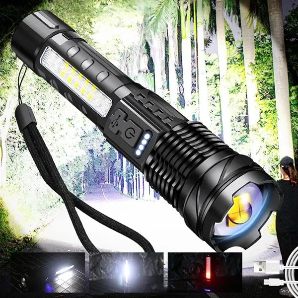 COB Extremely Bright Rechargeable Torch w/ Zoom Flashlights