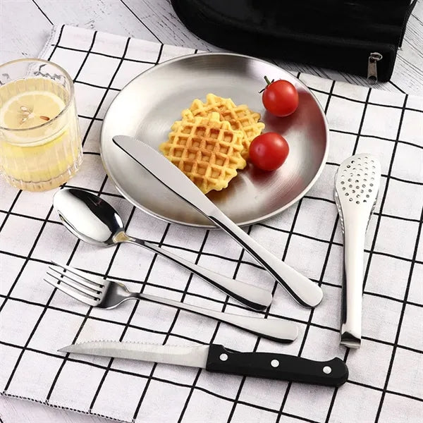 Portable Outdoor 9 pcs Stainless Cutlery Set with Pouch