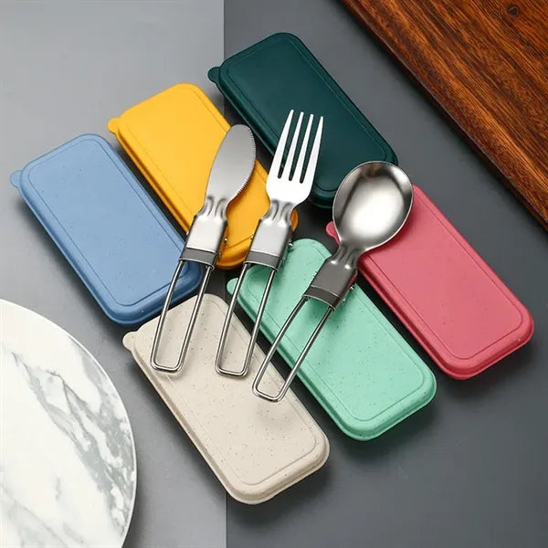 Stainless Steel Folding Portable Camping Cutlery