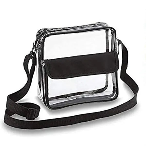 PVC Transparent Crossbody Zipper Shoulder Bag With Strap