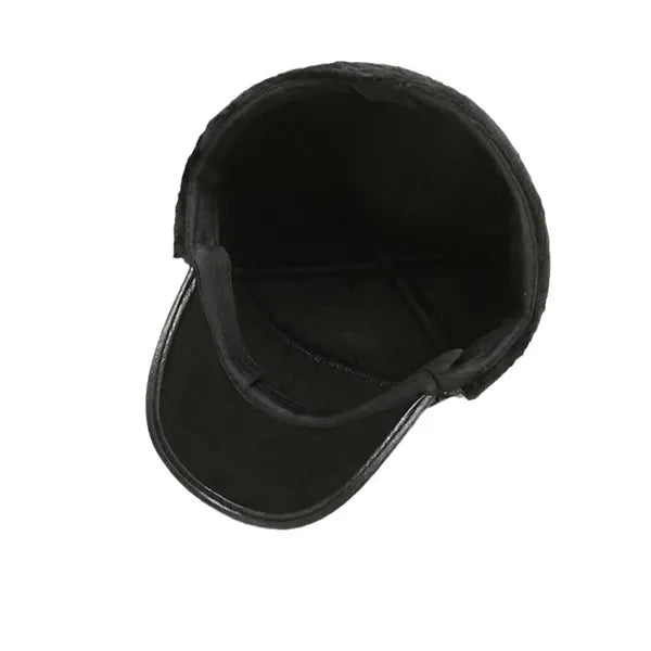 Winter Leather Earflap Cap Trapper Fur Hat Windproof