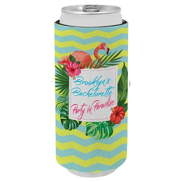 Sublimated Full Color Neoprene Slim Can Cooler.