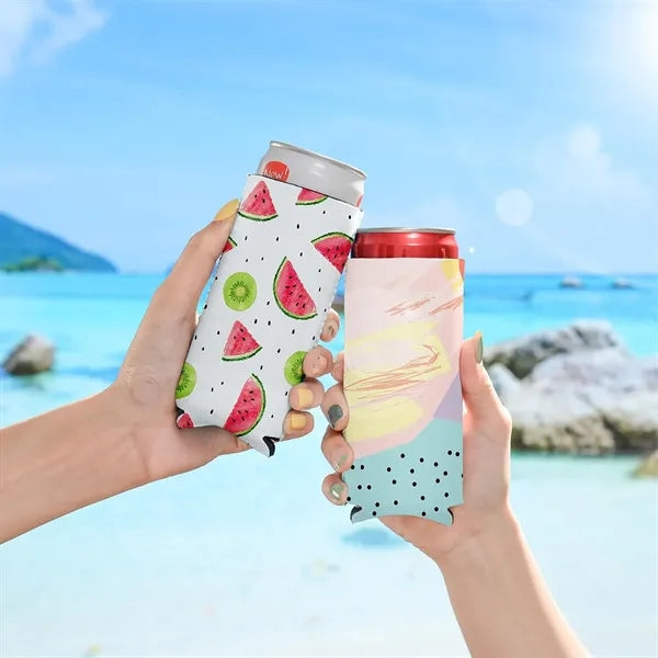 Sublimated Full Color Neoprene Slim Can Cooler.