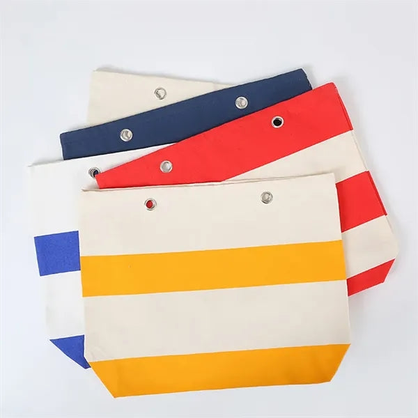 16 oz. Canvas Striped Tote with Rope Handle