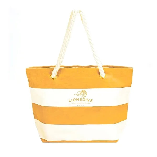16 oz. Canvas Striped Tote with Rope Handle