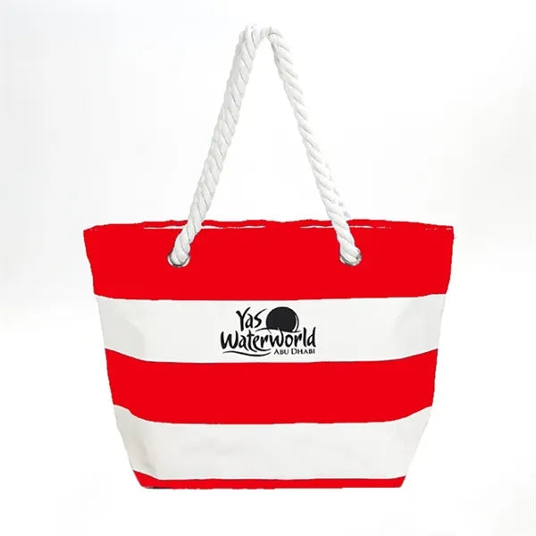 16 oz. Canvas Striped Tote with Rope Handle