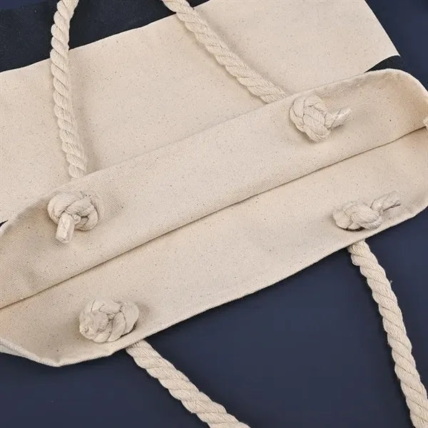 16 oz. Canvas Striped Tote with Rope Handle
