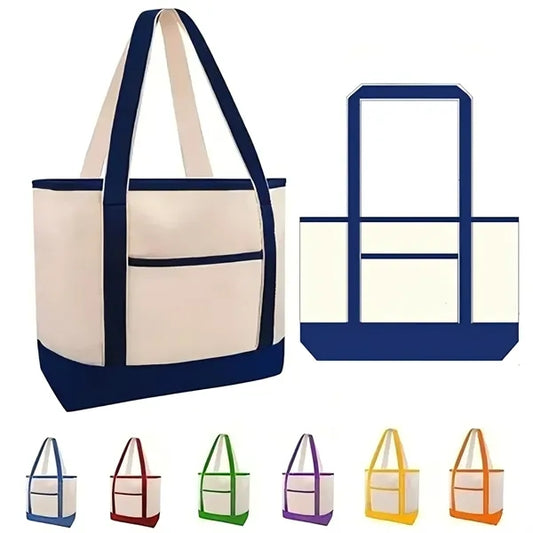 18" Open Top Heavy Duty Deluxe Tote Bag with Outer Pocket