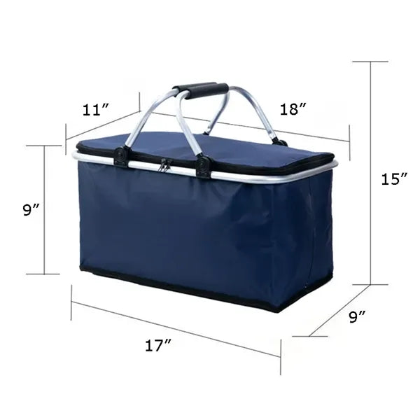 Collapsible Picnic Camping Lunch Basket Insulated Cooler Bag