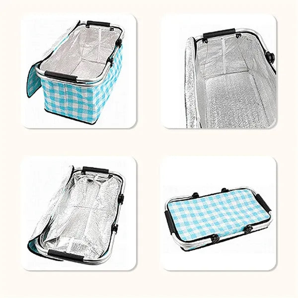 Collapsible Picnic Camping Lunch Basket Insulated Cooler Bag
