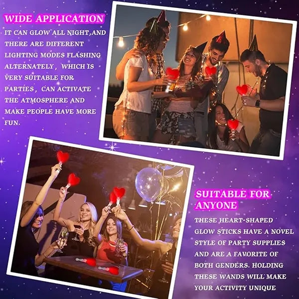 Heart Shaped Flashing LED Glow Sticks