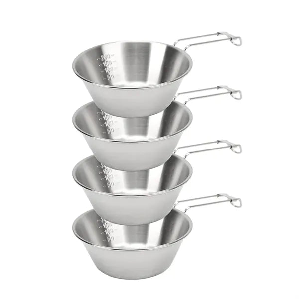 304 Stainless Steel Camping Bowls with Foldable Handle