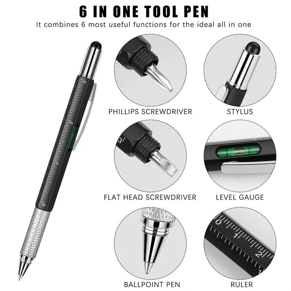 6 in 1 Multifunctional Metal Ballpoint Pen